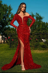 Suchen Sie Rote Abendkleider Lang Glitzer online bei Thekleid.de. Abiballkleider mit Ärmel für Sie zum abiball gehen.