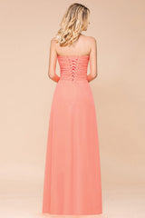 BMbridal Stylish Herz Ausschnitt Ruffle Affordable Coral Chiffon Bridesmaid Dresses Online