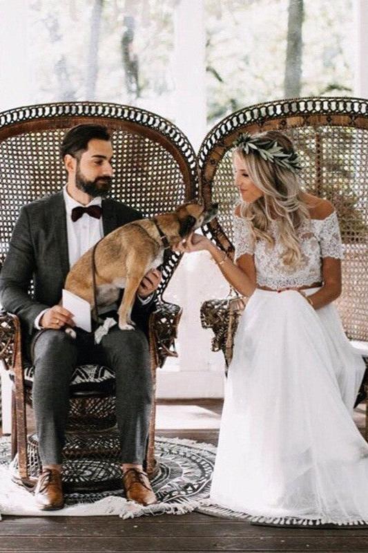 Hier können Sie Schlicht Brautkleider Mit Spitze KUrze Ärmel 2 Teiliger online bei babyonlinedress.de kaufen. Hochzeitskleider Chiffon für Sie zur Hochzeit.