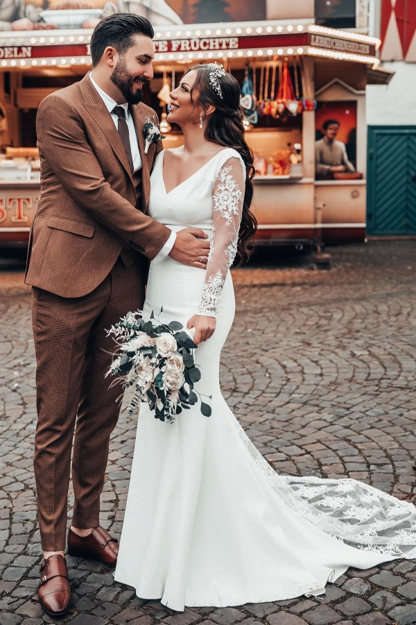 Hier können sie Schlichte Hochzeitskleider mit Ärmel online bei babyonlinedress.de kaufen. Meerjungfrau Brautkleider Spitze für Sie nach maß zur hochzeit gehen.