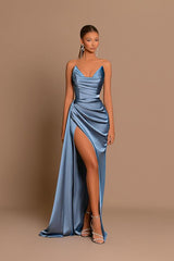 Bmbridal Dusty Blue Herz Ausschnitt Prom Dress Meerjungfrau Stil Long With Split