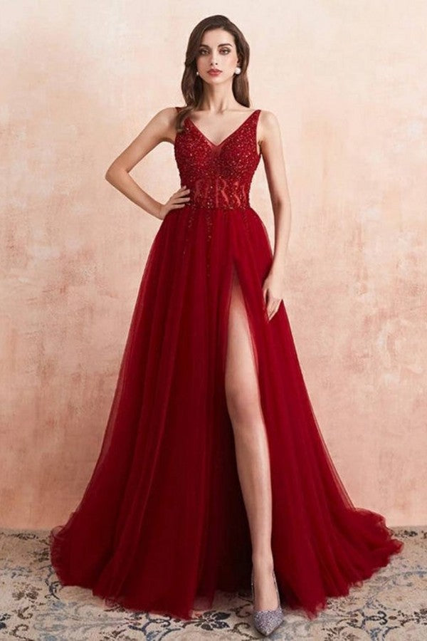 Hier können Sie bei Thekleid.de Elegante Abendkleider V Ausschnitt kaufen. Abiballkleider Lang Rot Online mit hocher qualität bekommen.