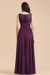 Elegant V Ausschnitt Ruffle A Linie Chiffon Spitze Bridesmaid Dresses