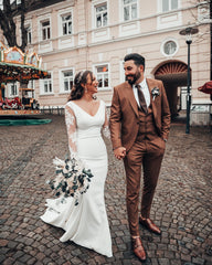 Hier können sie Schlichte Hochzeitskleider mit Ärmel online bei babyonlinedress.de kaufen. Meerjungfrau Brautkleider Spitze für Sie nach maß zur hochzeit gehen.