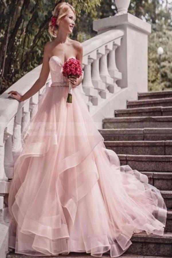 kaufen Sie Modern Rosa Brautkleider Mit Spitze online bei babyonlinedress.de.Herz Prinzessin Hochzeitskleider Online Kaufen mit hocher qualität und günstigen preis.