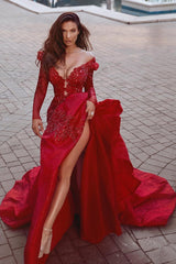 Kaufuen Sie Fashion Rote Abendkleider Lang Günstig online bei Thekleid.de. Abendkleid Mit Ärmel für Sie zum Abiball online.