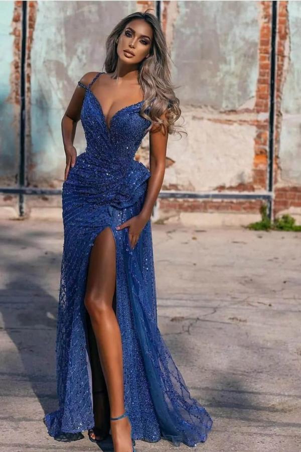 Hier können Sie Royal Blue Abendkleider Lang Glitzer online bei Thekleid.de kaufen. Abiballkleider Günstig aus pailletten online zum abiball gehen.