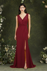 BMbridal V Ausschnitt Bridesmaid Dress Chiffon With Slit