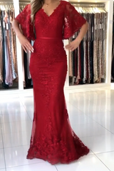 Kaufen Sie Elegante Abendkleider Lang Rot online bei Thekleid.de. Abendmoden Spitze mit Ärmel für Sie nach maß zum abend party online.