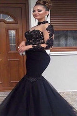 bestellen sie Elegante Abendkleider Lang Schwarz Mit Ärmel online bei Thekleid.de. Spitze Meerjungfrau Abiballkleider Abendmoden Online nachmäßig Anfertigen für Sie zum Abiball.