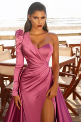 Bestellen Sie Abiballkleider mit Ärmel online bei Thekleid.de. Abendkleid Lang Rosa für Sie zum abend party gehen.