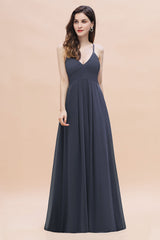 BMbridal Schlicht Späghetti Träger Stormy Chiffon Bridesmaid Dress with Rüschen On Sale