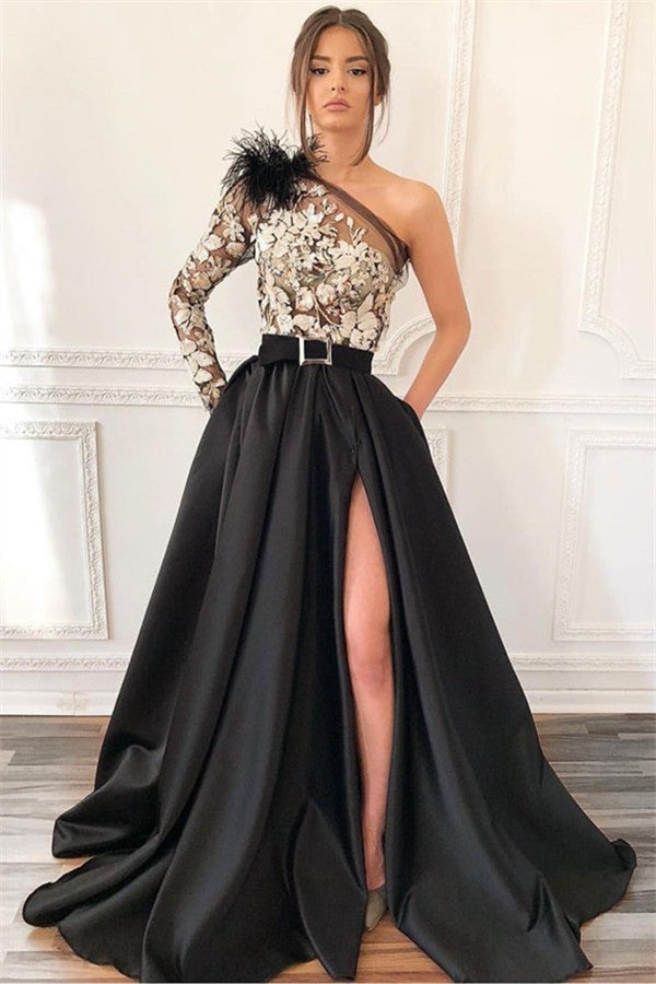 Bestellen Sie Elegante Abendkleider Lang Schwarz online bei Thekleid.de. Abendmoden Mit Spitze Ärmel für Sie zum abend party.