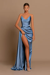 Bmbridal Dusty Blue Herz Ausschnitt Prom Dress Meerjungfrau Stil Long With Split