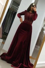 Hier können Sie bei Thekleid.de Weinrot Abendkleider mit Ärmel online kaufen. Elegante Abendmoden Velvet Online für Sie zum abend party gehen.