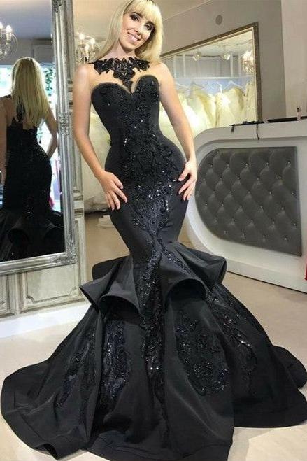 Kaufen Sie Elegante Abendkleider Lang Schwarz online bei Thekleid.de. Meerjungfrau Abiballkleider Mit Spitze Günstig online kaufen