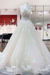 BMbridal Tüll Späghetti Träger V Neck Spitze Rüschen Ivory Hochzeit Dresses