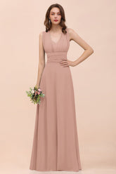 BMbridal New Arrival Dusty Blue Geraffte Long Convertible Bridesmaid Dresses