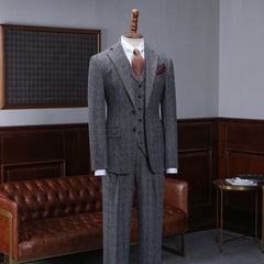 Alvin Trendy Dark Gray Plaid 3 Pieces Business Suit For Men