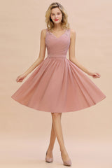 Pink Evening Dresses Long Chiffon Cocktail Dresses Prom Dresses Short