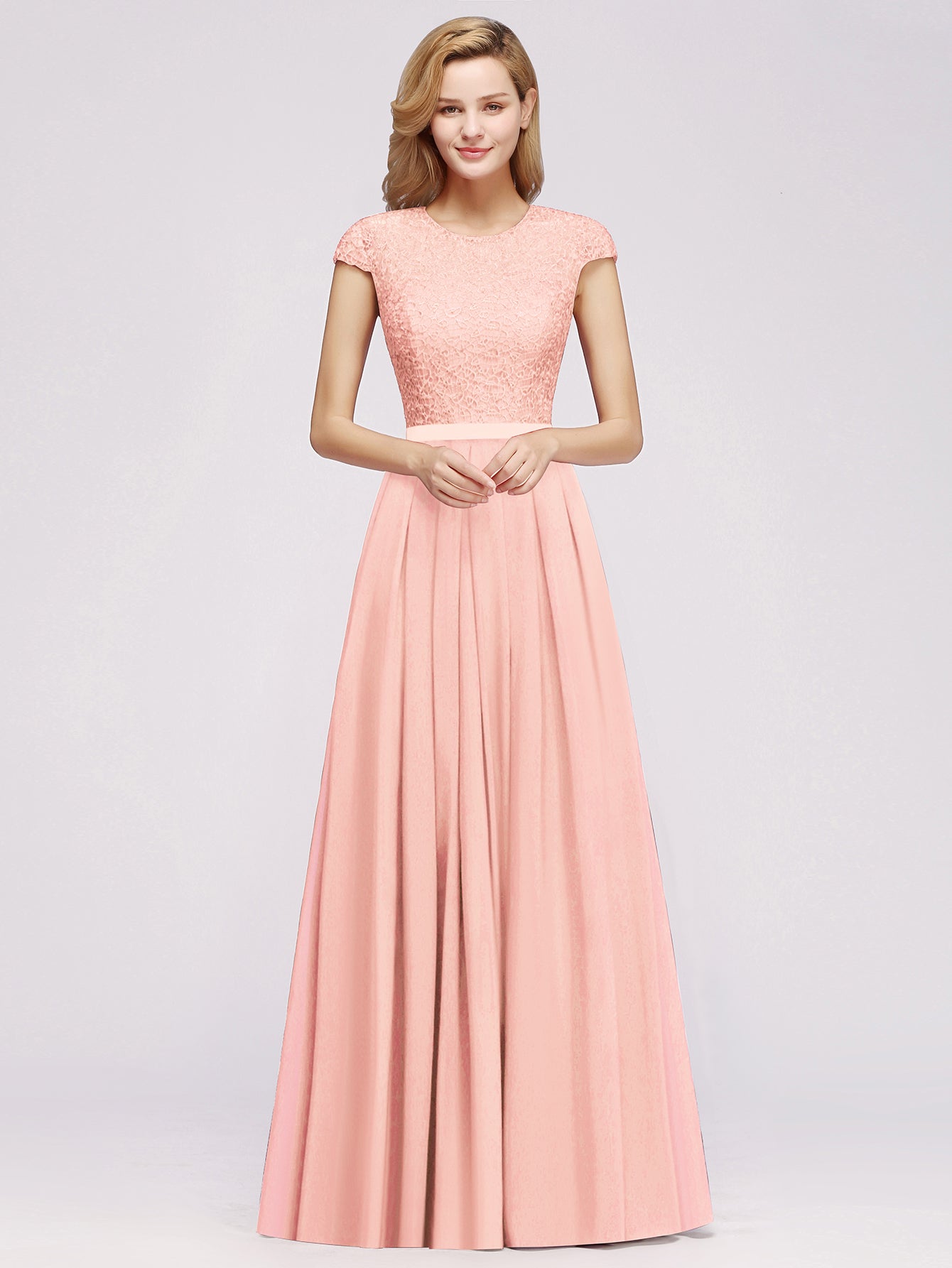 Modern Evening Dresses Long Pink Prom Dresses with Lace