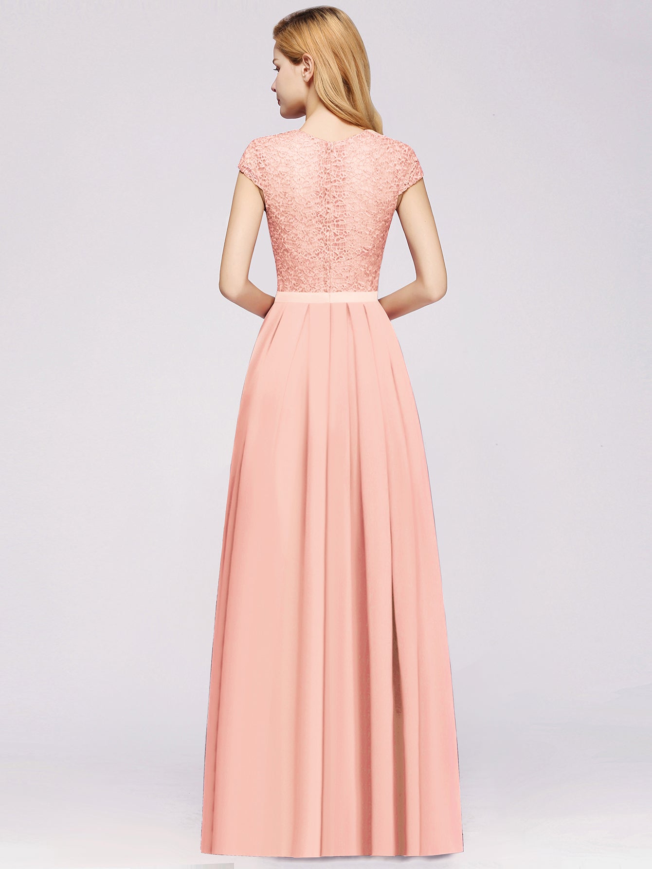 Modern Evening Dresses Long Pink Prom Dresses with Lace