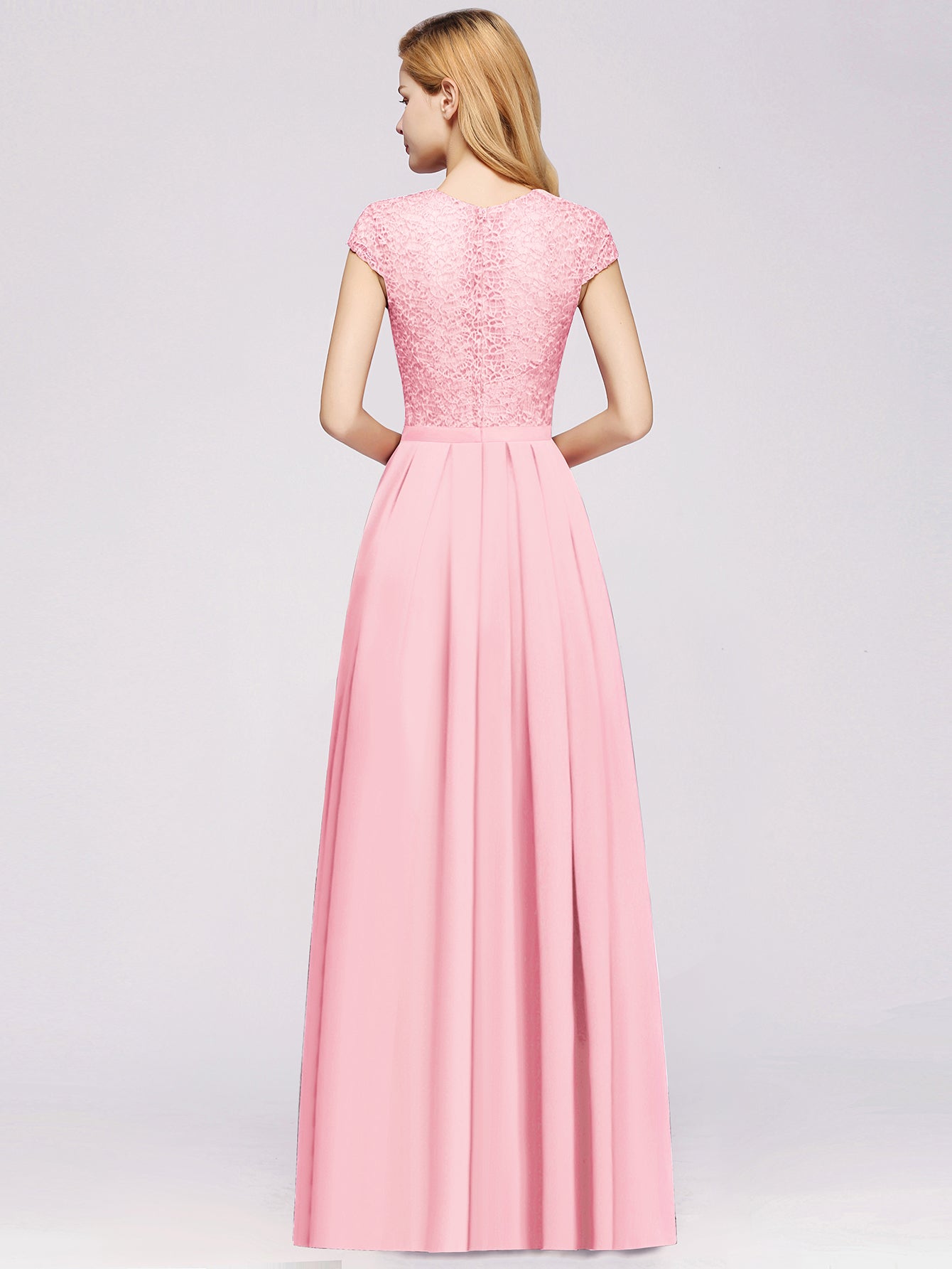 Modern Evening Dresses Long Pink Prom Dresses with Lace