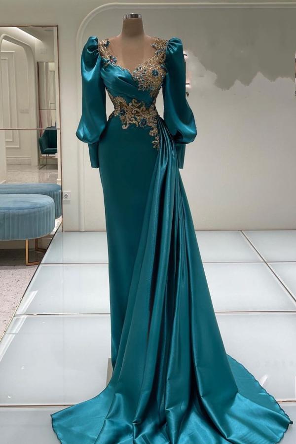 Turkish Evening Dresses Long Glitter Prom Dresses with Sleeves