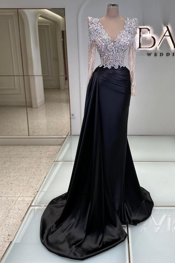 Schwarze Partykleider Mit Ärmel Ballkleider Mit Glitzer Abiballkleider Günstig BMbridal.de