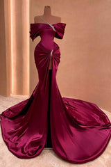 Fuchsia Evening Dresses Long Sheer Prom Dresses with Glitter