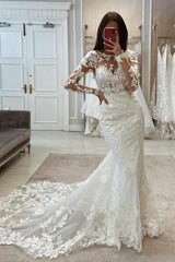 Beautiful Wedding Dresses Mermaid Lace Wedding Dresses with Sleeves