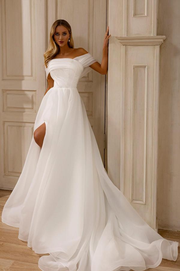 Schöne Brautkleider A Linie Organza Hochzeitskleider Geteilt Günstig BMbridal.de