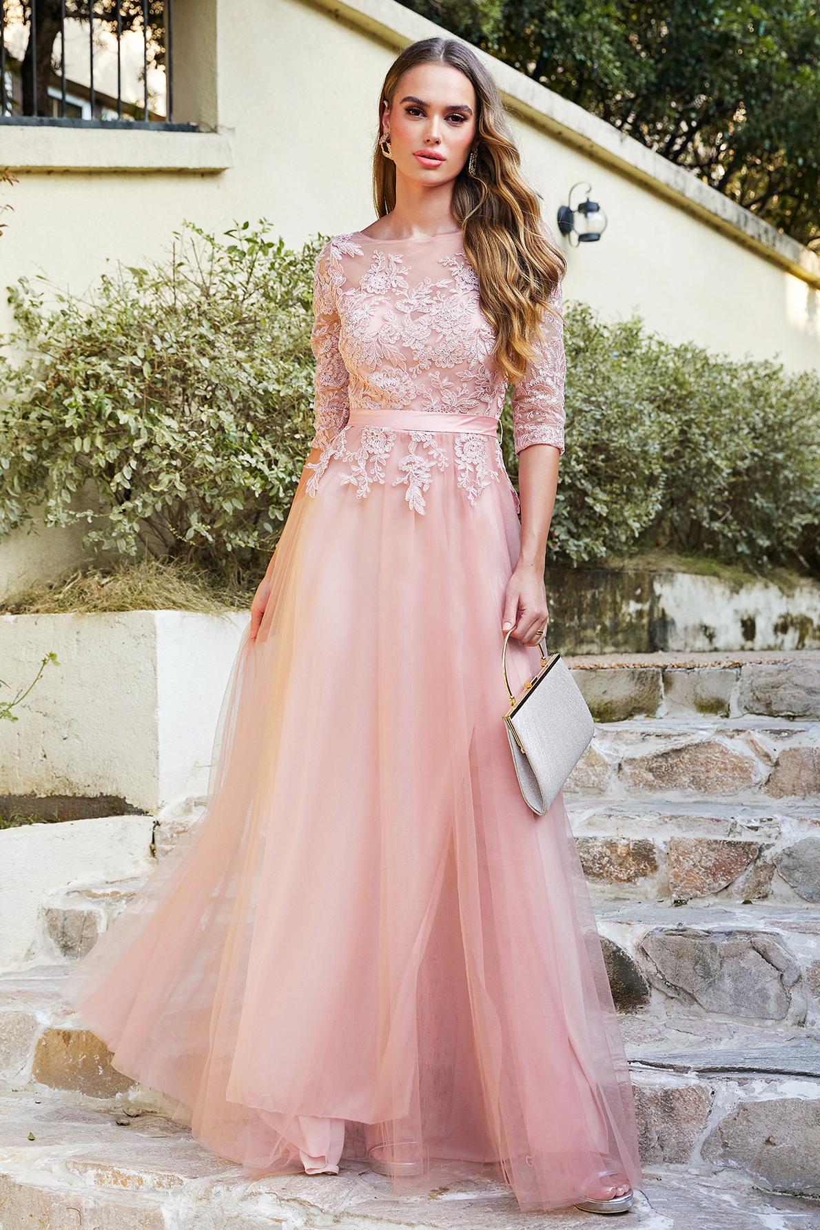 Bugundy Evening Dresses With Sleeves Prom Dresses Long Lace