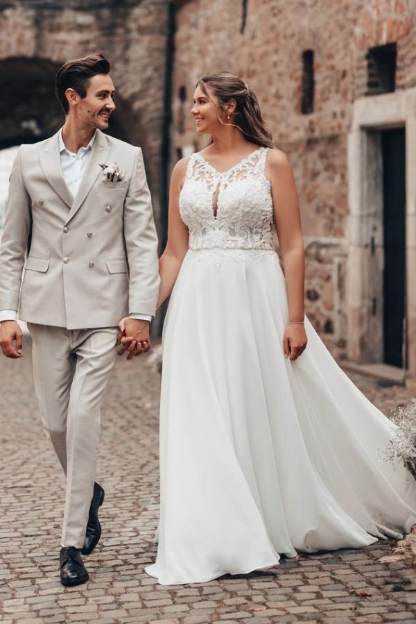 Simple Wedding Dresses Chiffon Wedding Dresses with Lace