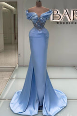 Blaue Abendkleider Mit Glitzer Lange Ballkleider Elegant Meerjungfrau BMbridal.de