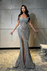 Designer Evening Dresses Long Glitter Silver Prom Dresses Party Dresses Online