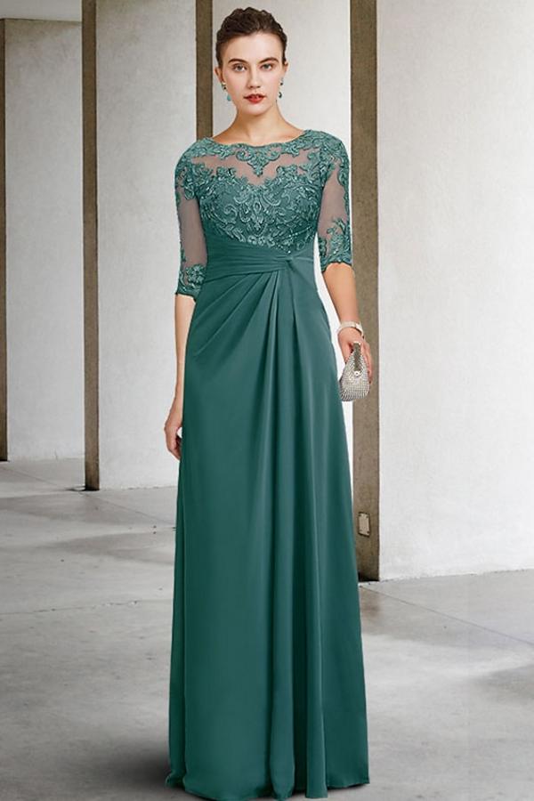 Beautiful Mother of the Bride Dresses Long Chiffon Dresses for Mother of the Bride with Sleeves