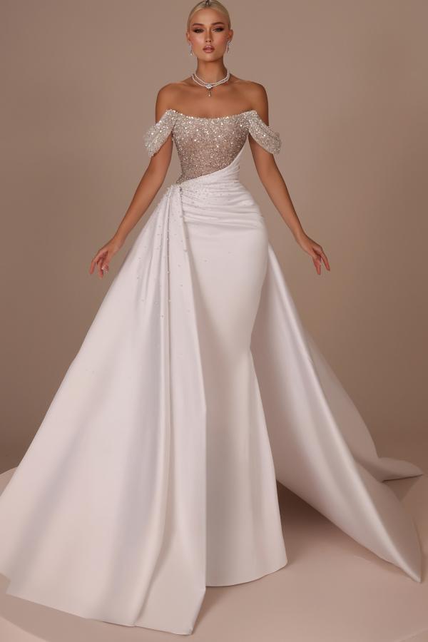 Elegant Wedding Dresses A Line With Sleeves Chiffon Wedding Dresses with Lace