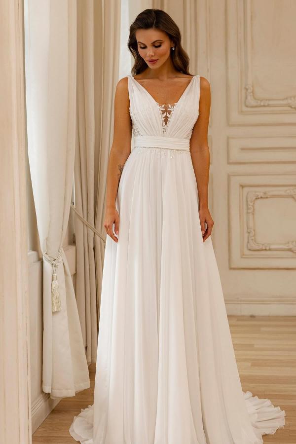 Elegante Hochzeitskleider Mit Spitze Brautkleider Chiffon A Linie BMbridal.de