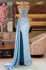 Fashion Evening Dresses Long Blue Prom Dresses with Glitter