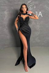 Black Evening Dresses Long With Sleeves Prom Dresses Evening Wear Online