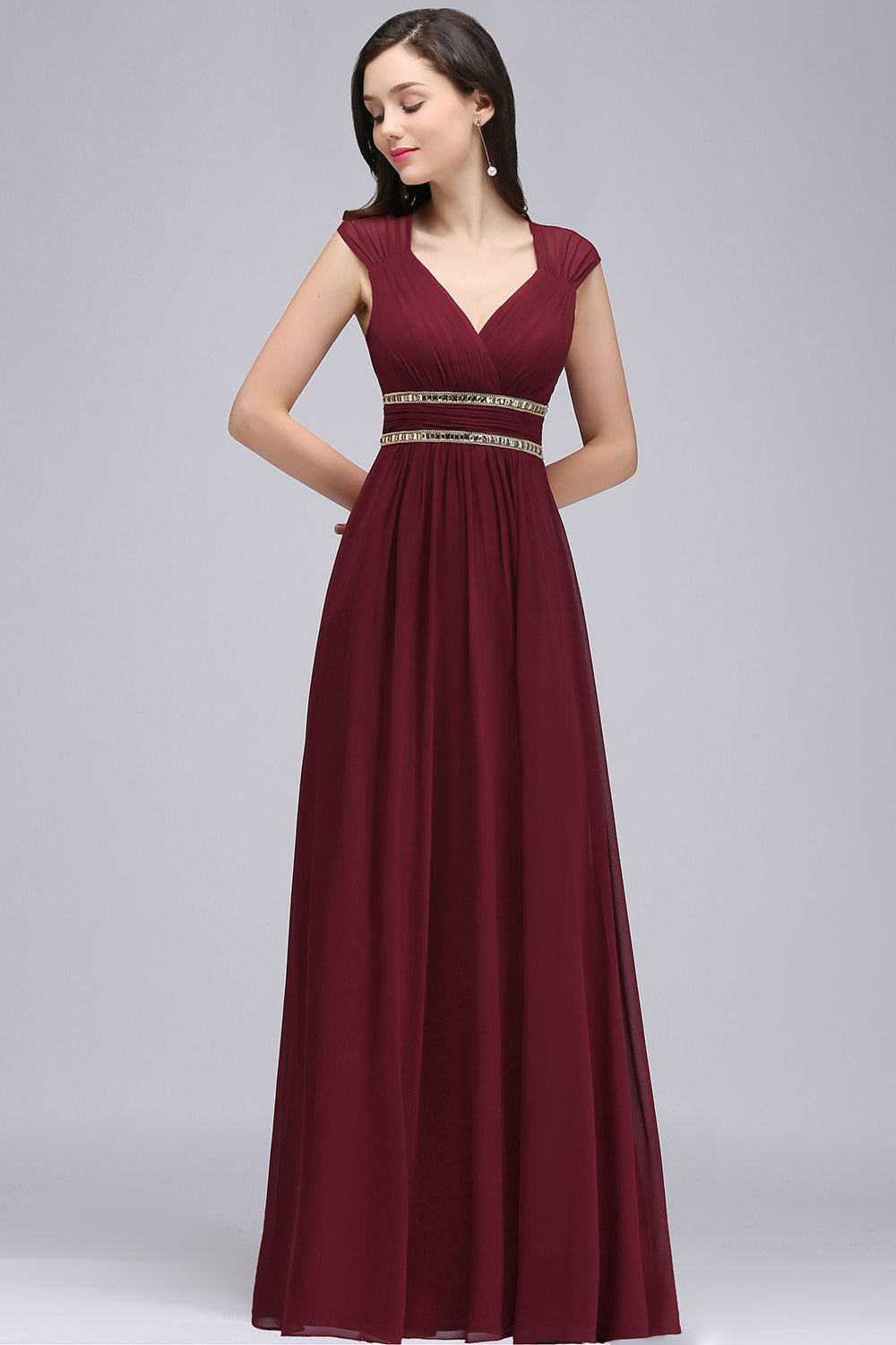 Modern Evening Dresses Long Wine Red Prom Dresses Chiffon