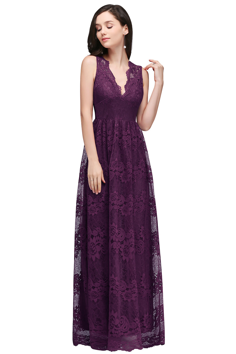 Elegant Wine Red Evening Dresses Long Lace Prom Dresses Online