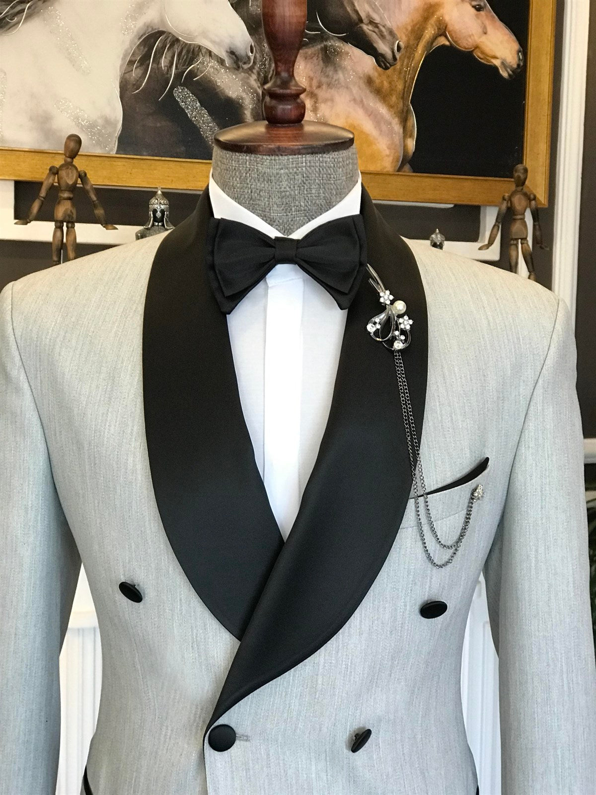 Abe New Design Offwhite Double Breasted Shawl Lapel Men Suits