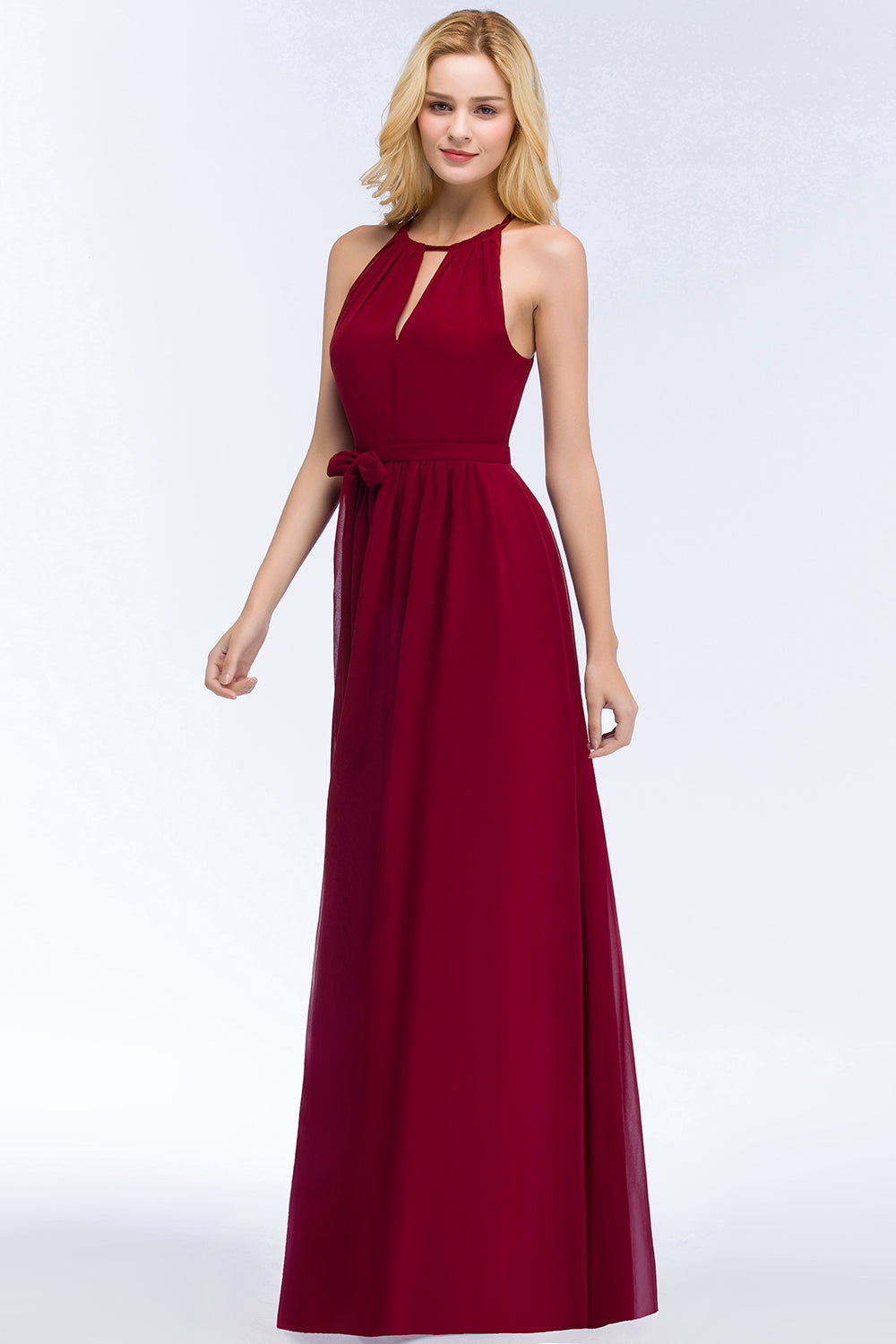 Simple Evening Dresses Long Wine Red Chiffon Prom Dresses Online