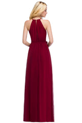 Simple Evening Dresses Long Wine Red Chiffon Prom Dresses Online