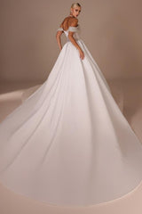 Elegant Wedding Dresses A Line With Sleeves Chiffon Wedding Dresses with Lace