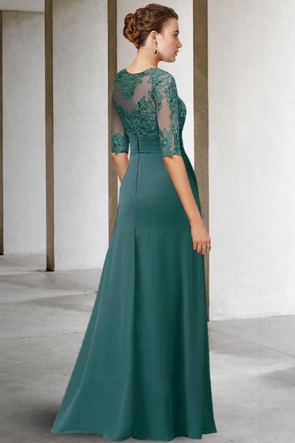 Beautiful Mother of the Bride Dresses Long Chiffon Dresses for Mother of the Bride with Sleeves