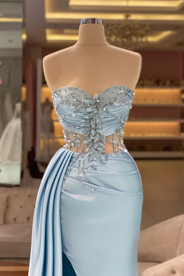 Fashion Evening Dresses Long Blue Prom Dresses with Glitter