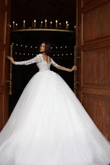 Weiße Hochzeitskleider Lang Mit Spitze Vintage Brautkleider Prinzessin BMbridal.de